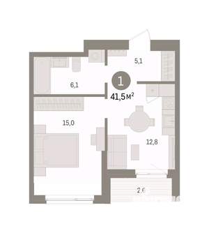 1-к квартира, вторичка, 41м2, 14/16 этаж