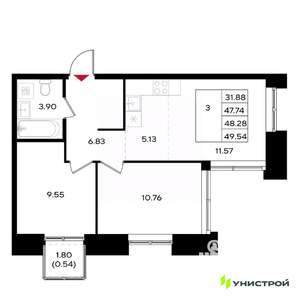 3-к квартира, вторичка, 48м2, 7/25 этаж