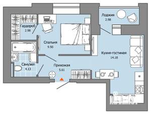 1-к квартира, вторичка, 38м2, 3/8 этаж