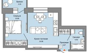 1-к квартира, вторичка, 37м2, 8/9 этаж