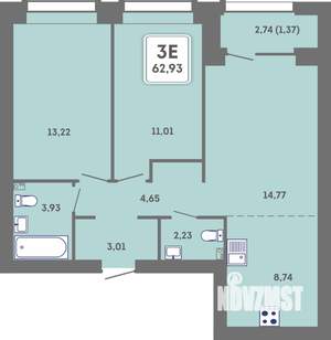 3-к квартира, вторичка, 64м2, 3/7 этаж