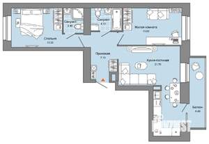 2-к квартира, вторичка, 64м2, 3/8 этаж