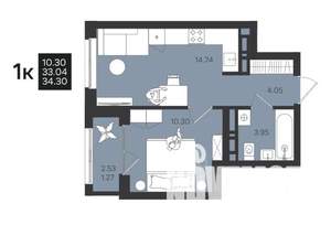 1-к квартира, вторичка, 34м2, 8/25 этаж