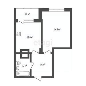 1-к квартира, вторичка, 42м2, 8/25 этаж
