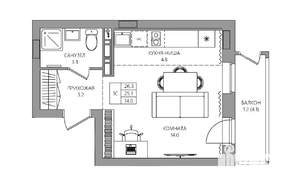 Студия квартира, вторичка, 26м2, 8/9 этаж