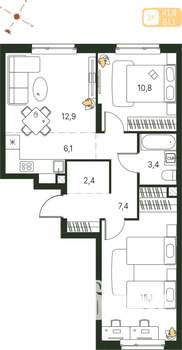 Студия квартира, строящийся дом, 61м2, 2/20 этаж