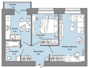 2-к квартира, вторичка, 49м2, 3/8 этаж