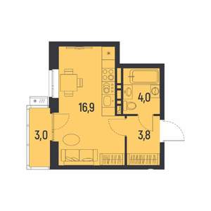 1-к квартира, вторичка, 26м2, 10/12 этаж