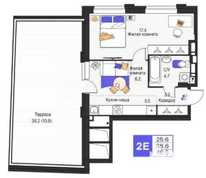 2-к квартира, строящийся дом, 50м2, 11/25 этаж