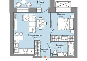 1-к квартира, вторичка, 39м2, 3/9 этаж