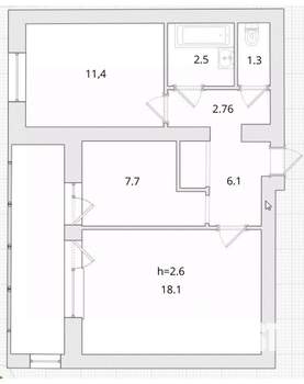 2-к квартира, вторичка, 53м2, 6/10 этаж