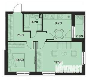 2-к квартира, вторичка, 51м2, 9/15 этаж