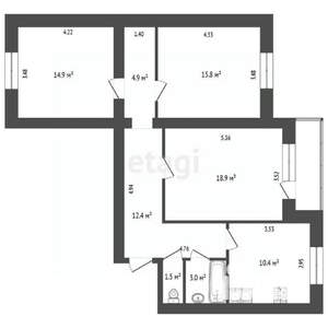 3-к квартира, вторичка, 82м2, 11/16 этаж