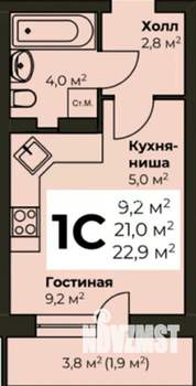 Студия квартира, вторичка, 23м2, 5/6 этаж