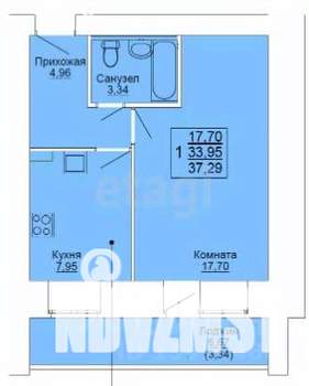 1-к квартира, вторичка, 37м2, 8/16 этаж