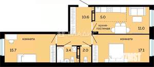 2-к квартира, вторичка, 65м2, 6/25 этаж