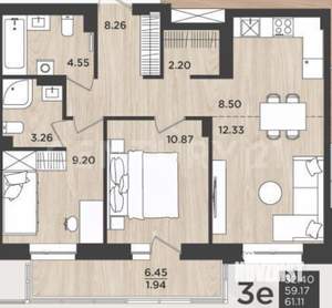 3-к квартира, вторичка, 60м2, 11/24 этаж