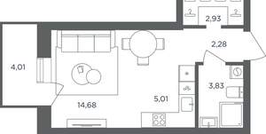 1-к квартира, вторичка, 30м2, 2/10 этаж