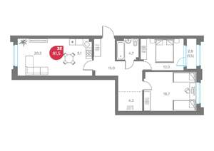 3-к квартира, вторичка, 82м2, 2/9 этаж