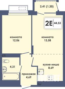 2-к квартира, вторичка, 45м2, 9/10 этаж