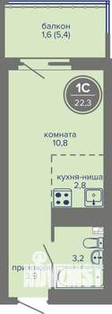 Студия квартира, вторичка, 22м2, 21/26 этаж