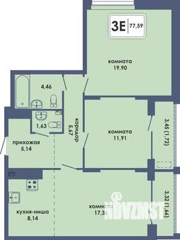 3-к квартира, вторичка, 78м2, 7/10 этаж