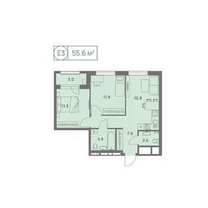 3-к квартира, вторичка, 56м2, 5/25 этаж