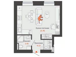 Студия квартира, вторичка, 29м2, 10/12 этаж