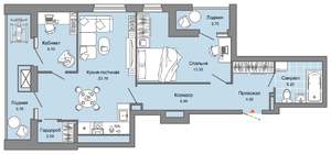 1-к квартира, вторичка, 66м2, 12/15 этаж