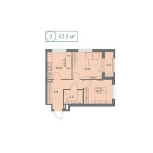 2-к квартира, вторичка, 50м2, 5/25 этаж