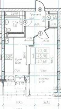 1-к квартира, сданный дом, 48м2, 17/23 этаж