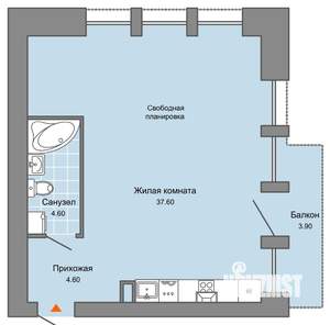 Студия квартира, вторичка, 48м2, 8/8 этаж