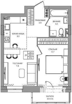 2-к квартира, вторичка, 41м2, 2/10 этаж