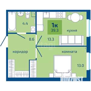 1-к квартира, вторичка, 39м2, 1/10 этаж