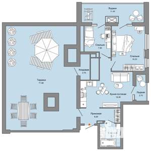 2-к квартира, вторичка, 86м2, 15/15 этаж