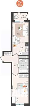 2-к квартира, вторичка, 44м2, 6/25 этаж
