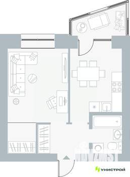 1-к квартира, вторичка, 39м2, 2/5 этаж