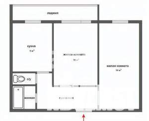 2-к квартира, вторичка, 57м2, 1/10 этаж