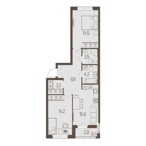 3-к квартира, вторичка, 67м2, 11/16 этаж