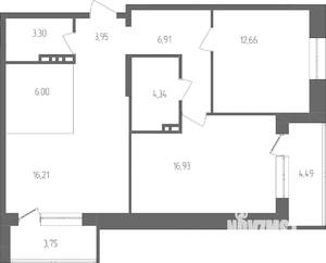 3-к квартира, строящийся дом, 74м2, 3/4 этаж