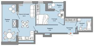 1-к квартира, вторичка, 49м2, 14/15 этаж