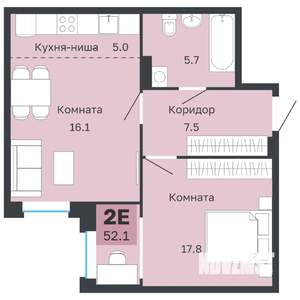 2-к квартира, вторичка, 52м2, 2/18 этаж