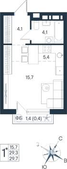 Студия квартира, строящийся дом, 30м2, 3/15 этаж