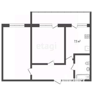 2-к квартира, вторичка, 43м2, 4/10 этаж