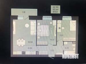 3-к квартира, вторичка, 62м2, 4/11 этаж