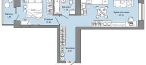 1-к квартира, вторичка, 45м2, 8/8 этаж