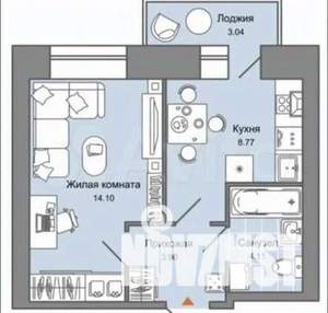 1-к квартира, вторичка, 34м2, 5/15 этаж