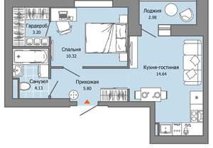 1-к квартира, вторичка, 40м2, 5/9 этаж