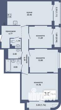 3-к квартира, вторичка, 93м2, 10/10 этаж