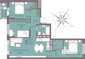 3-к квартира, вторичка, 75м2, 15/22 этаж